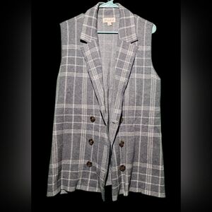 Marled Gray Checkered Vest EUC Large PTP 22